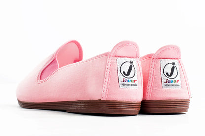 Javer Pink slip-on shoes with 'Javer' branding on a white background