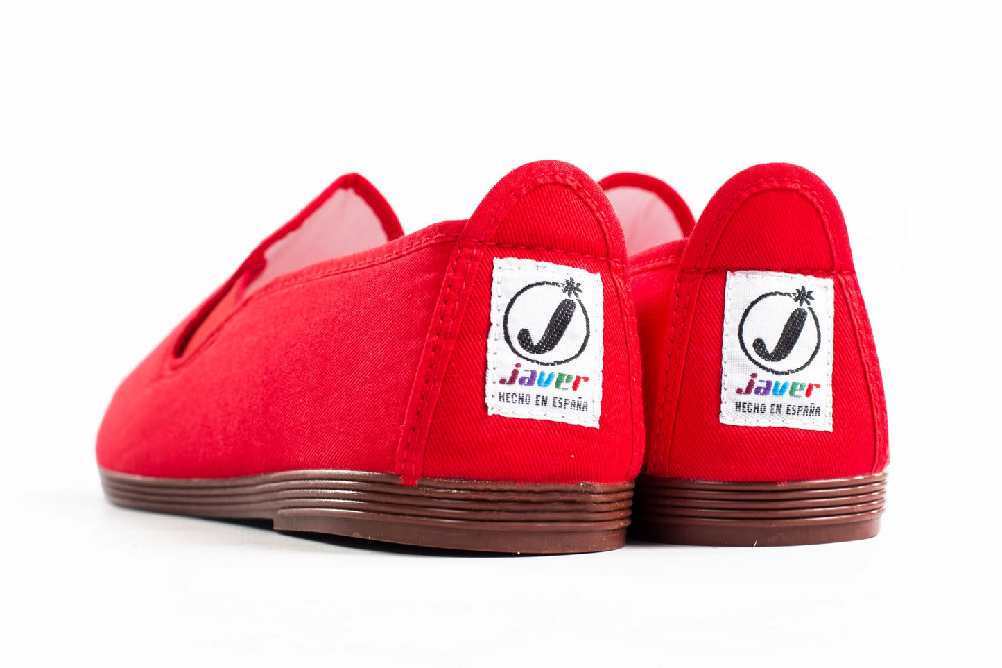 Javer Red shoes with 'Jauer' logo on a white background