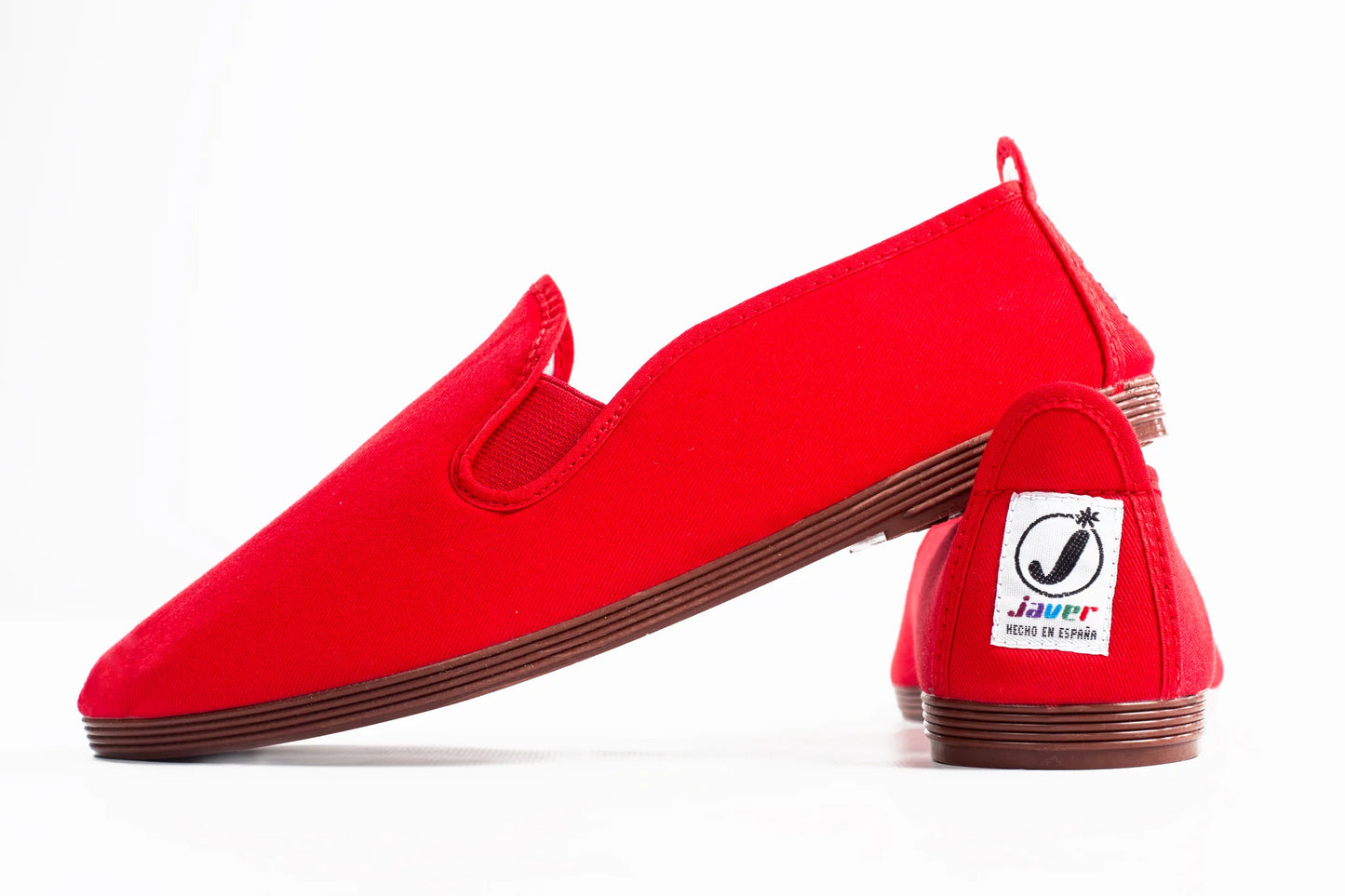 Javer Red slip-on shoe with a visible brand logo on a white background