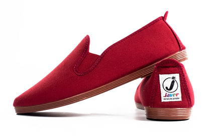 Javer Red loafers with a visible brand logo on a white background