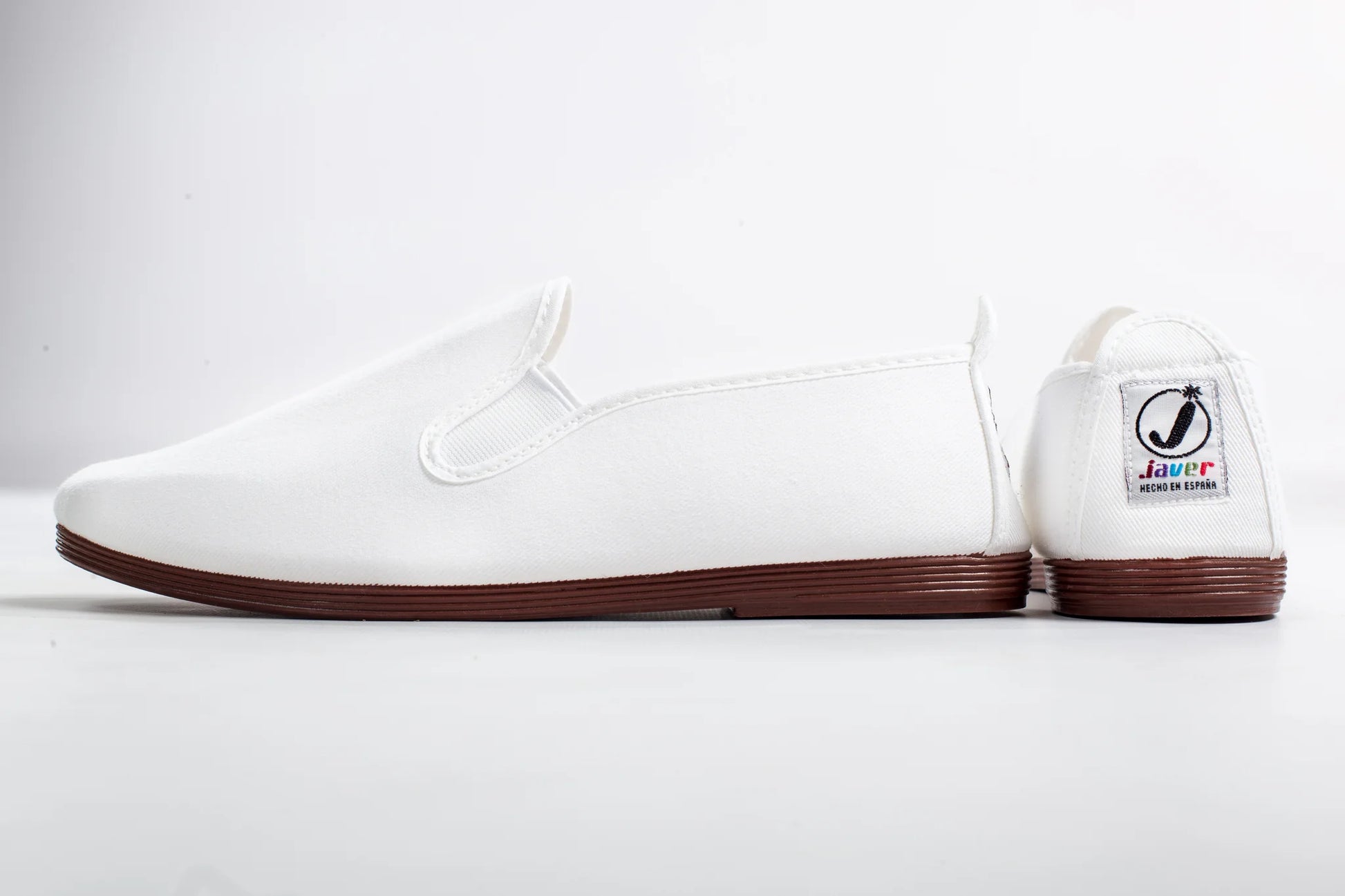 White minimalist summer shoes by Javer, lightweight Spanish footwear 