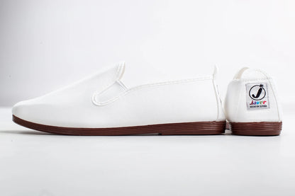 White minimalist summer shoes by Javer, lightweight Spanish footwear 