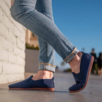 Navy blue summer shoes by Javer, classic Spanish casual footwear 