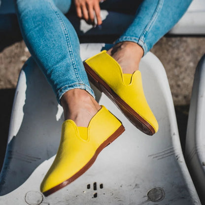 Yellow bright summer shoes by Javer, lightweight Spanish summer footwear 